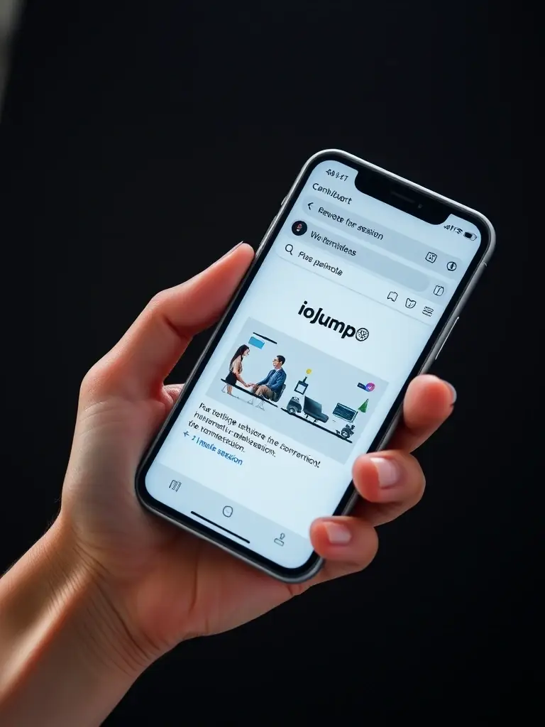 A user initiating a remote support session on their smartphone via a web browser, demonstrating the convenience of no downloads or apps required.