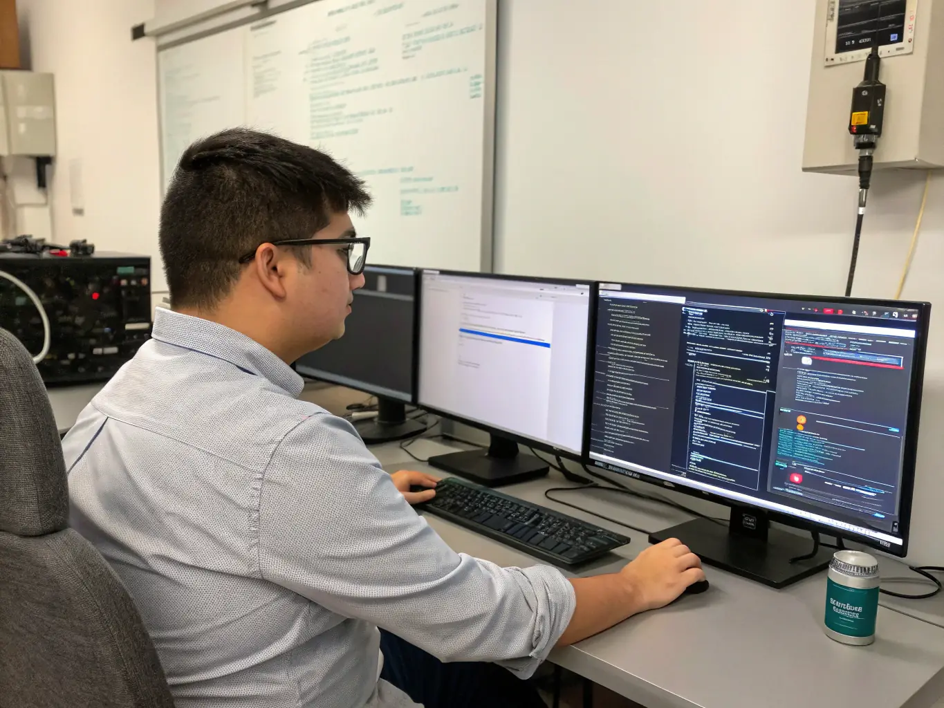 A professional using ioJump to remotely access and control a device for maintenance and updates.